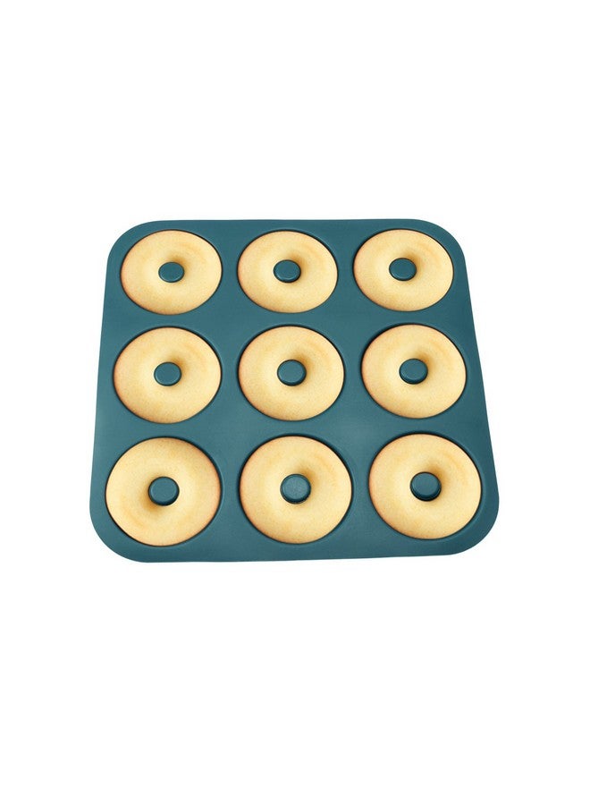 FUNLAVIE Large Silicone Donut Pan for Baking, 9 Cavity Non-Stick Food Grade Silicone Donut Molds, Doughnut Pan and Bagel Pans for Baking & Kitchen, BPA Free 11.2 x 11.1 Inches, Dishwasher Safe - Blue - Image 4