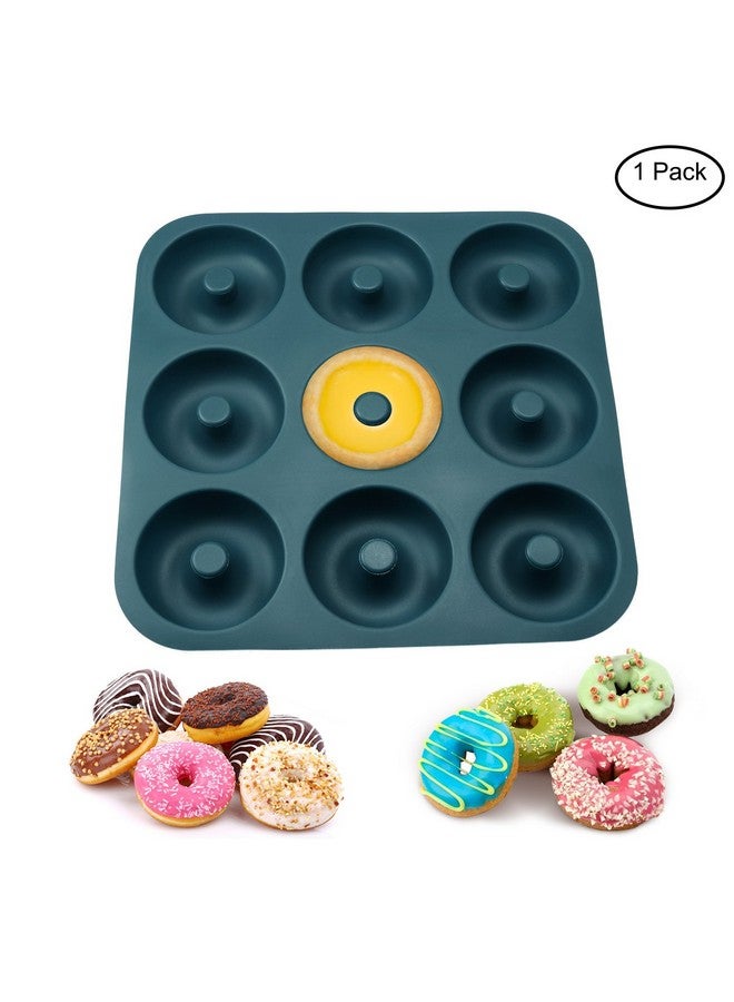 FUNLAVIE Large Silicone Donut Pan for Baking, 9 Cavity Non-Stick Food Grade Silicone Donut Molds, Doughnut Pan and Bagel Pans for Baking & Kitchen, BPA Free 11.2 x 11.1 Inches, Dishwasher Safe - Blue - Image 2