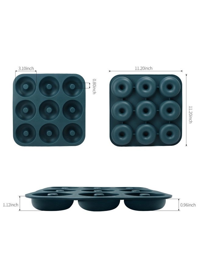 FUNLAVIE Large Silicone Donut Pan for Baking, 9 Cavity Non-Stick Food Grade Silicone Donut Molds, Doughnut Pan and Bagel Pans for Baking & Kitchen, BPA Free 11.2 x 11.1 Inches, Dishwasher Safe - Blue - Image 3