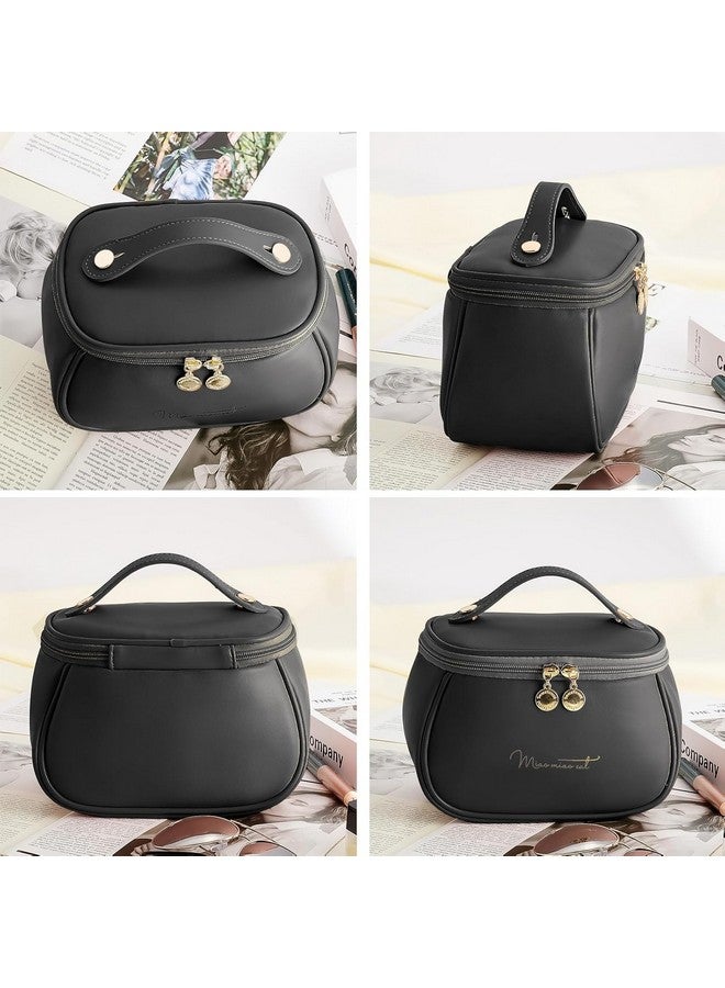 VDNSI Cosmetic Organizer Bag Makeup Pouch for Women Travel Toiletry Bag for Cosmetics Brushes Accessories Waterproof Zippered Cosmetic Bag Portable Carry Pouch (Black) - Image 4