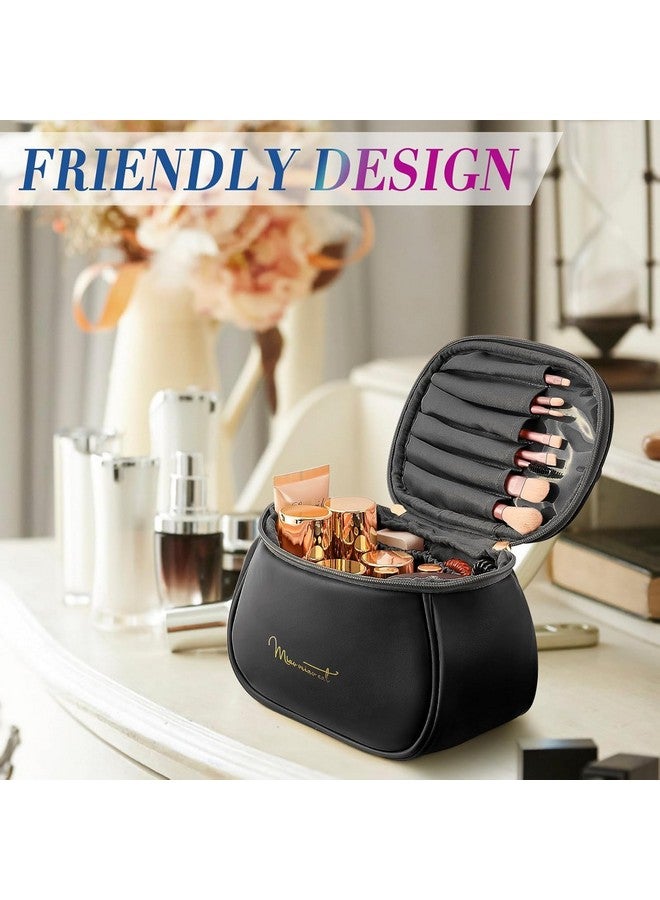 VDNSI Cosmetic Organizer Bag Makeup Pouch for Women Travel Toiletry Bag for Cosmetics Brushes Accessories Waterproof Zippered Cosmetic Bag Portable Carry Pouch (Black) - Image 3