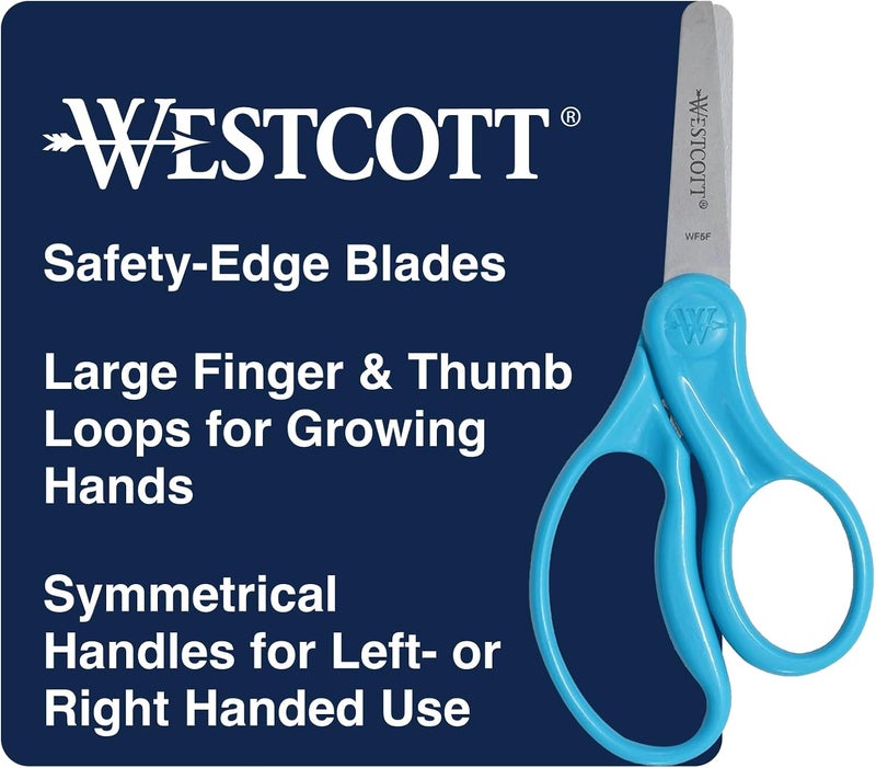 Westcott 15968 RightHanded Scissors Kids Scissors Ages 48 5Inch Blunt Tip Blue - Image 1
