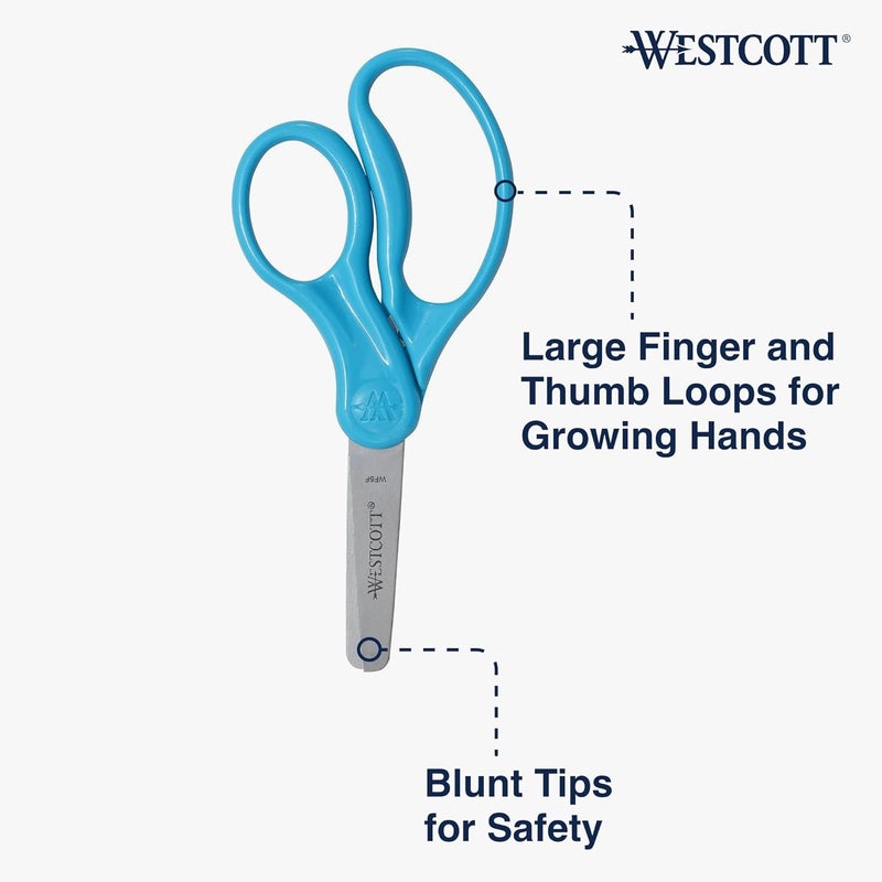 Westcott 15968 RightHanded Scissors Kids Scissors Ages 48 5Inch Blunt Tip Blue - Image 3