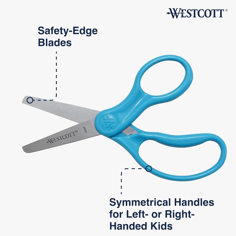 Westcott 15968 RightHanded Scissors Kids Scissors Ages 48 5Inch Blunt Tip Blue - Image 2