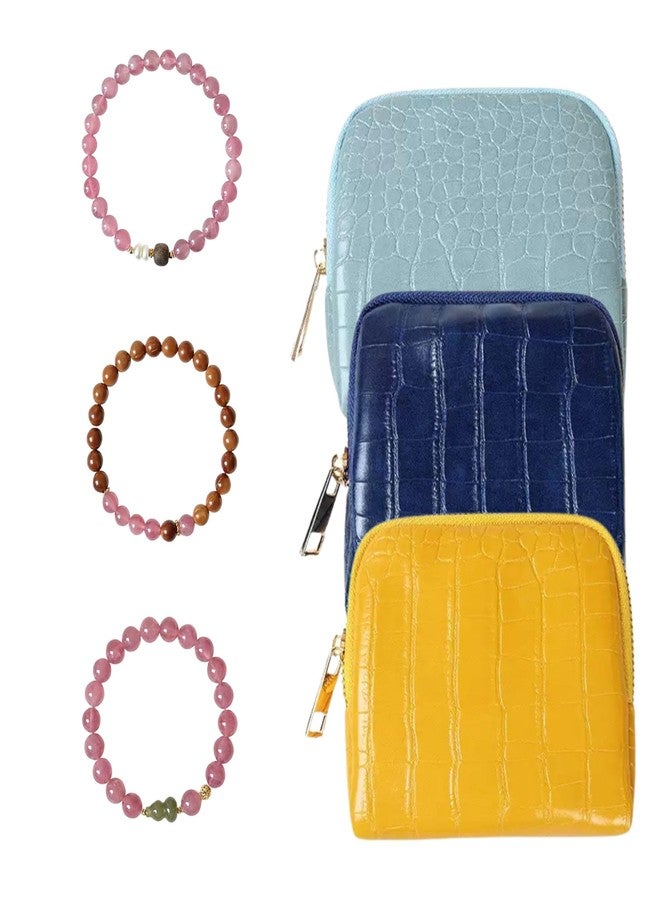 CHIMORY New Travel Jewelry Case, Jewelry Travel Case for Women, Small Jewelry Travel Case for Crystal Bracelets, Rings, Bangles with Smooth Metal Zipper, Elegant Jewelry Storage Pouch for Journey, Yellow - Image 1