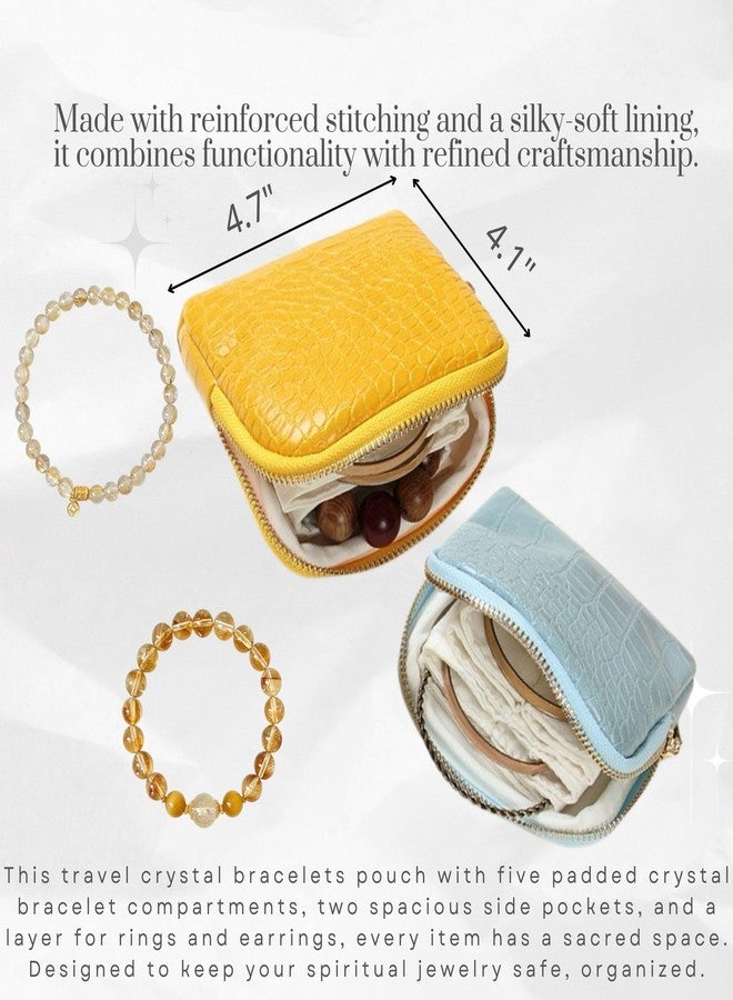 CHIMORY New Travel Jewelry Case, Jewelry Travel Case for Women, Small Jewelry Travel Case for Crystal Bracelets, Rings, Bangles with Smooth Metal Zipper, Elegant Jewelry Storage Pouch for Journey, Yellow - Image 5