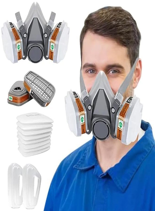 SEVIA قناع تنفس SEVIA Professional 6200 قابل لإعادة الاستخدام، طقم غطاء نصف وجه، يستخدم على نطاق واسع في الصنفرة والقطع والطلاء والنجارة والتلميع واللحام والرش والمواد الكيميائية وغيرها من الأعمال (بدون نظارات واقية) - Image 1