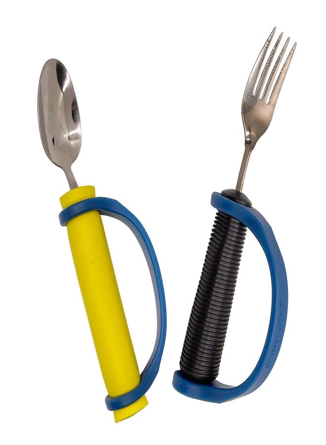 EazyHold Navy Silicone Universal Cuff, Large to X-Large Hands, Fits Adaptive Eating and Weighted Utensils, Foam Tubing, Thick Easy Grip Handles, Grooming, Daily Living Aid 2-Pack 8" - Image 2