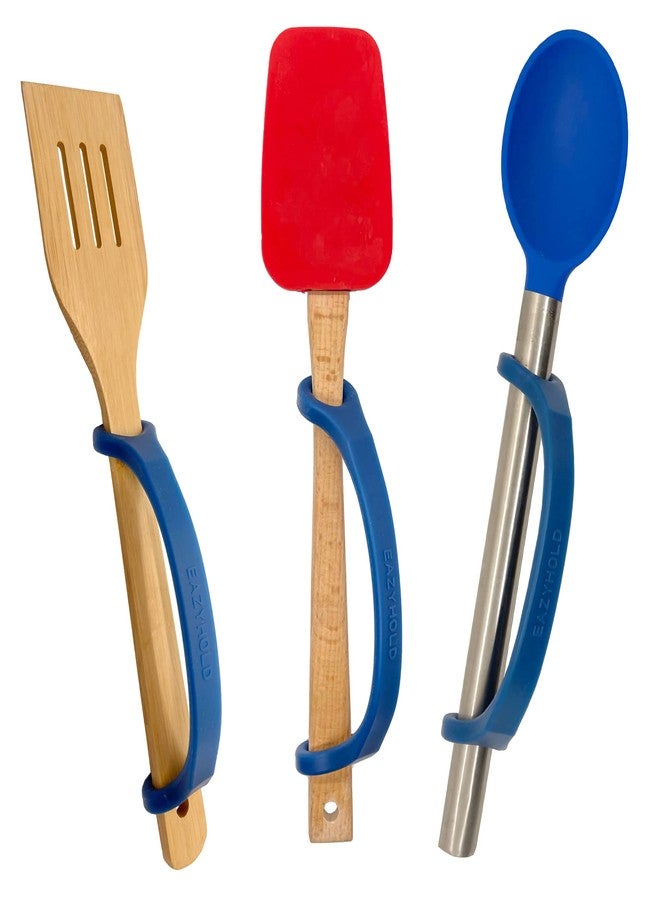 EazyHold Navy Silicone Universal Cuff, Large to X-Large Hands, Fits Adaptive Eating and Weighted Utensils, Foam Tubing, Thick Easy Grip Handles, Grooming, Daily Living Aid 2-Pack 8" - Image 4