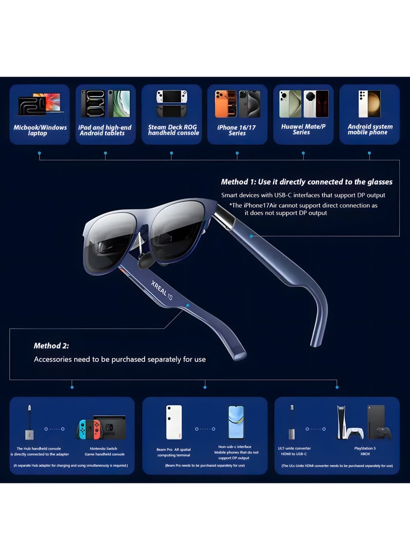 XREAL 1S AR Smart Glasses – Lightweight Augmented Reality Glasses with Immersive Display, Compatible with Smartphone, PC & Gaming Devices - Image 5
