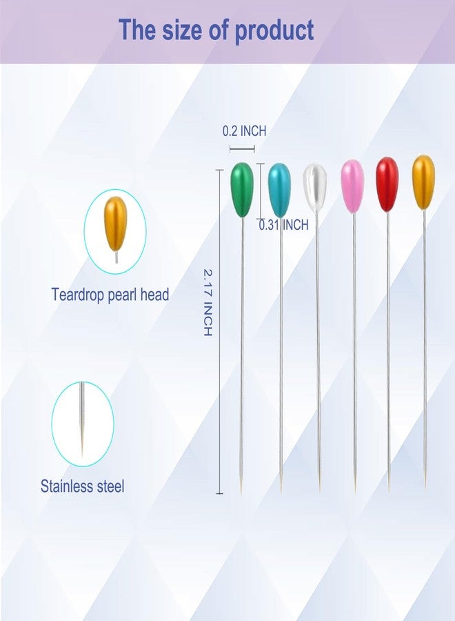 Sunenlyst دبابيس الكورساج، دبوس بوتونيير ملون، دبابيس خياطة لؤلؤية على شكل دمعة، دبوس بوتونيير طويل 2 بوصة، 100 دبوس باقة مستقيم للخياطة، الزفاف، المجوهرات، ديكور الزهور بنفسك، اللحاف والحرف اليدوية - Image 2