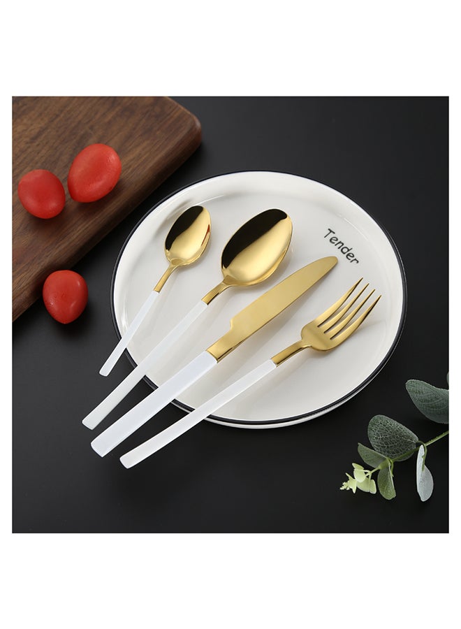 Sunhome 4-Piece Simple Design Cutlery Gift Set White/Gold - Image 4