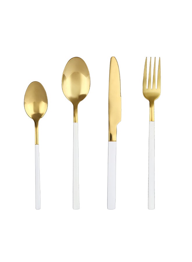 Sunhome 4-Piece Simple Design Cutlery Gift Set White/Gold - Image 1