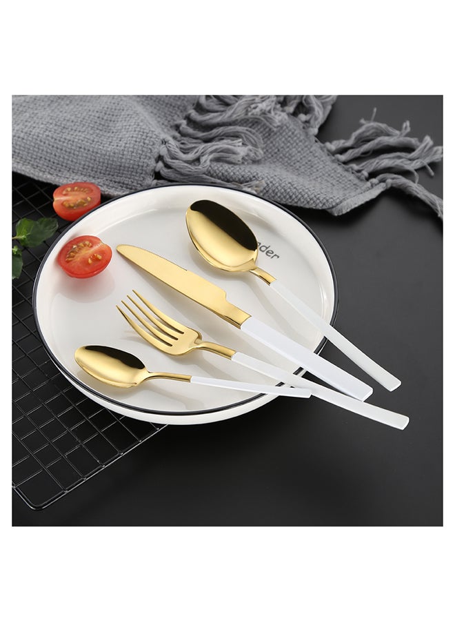 Sunhome 4-Piece Simple Design Cutlery Gift Set White/Gold - Image 3