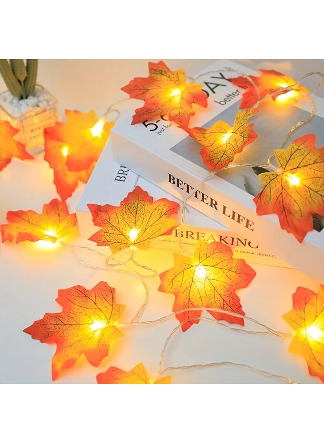 Goolsky 1pc 3M Maple Leaf LED Lights - Warm Autumn-Inspired Decoration for Valentine's Day, and Home Décor, Battery-Operated PVC String Lights for Festive Ambiance,  Decorations - Image 1