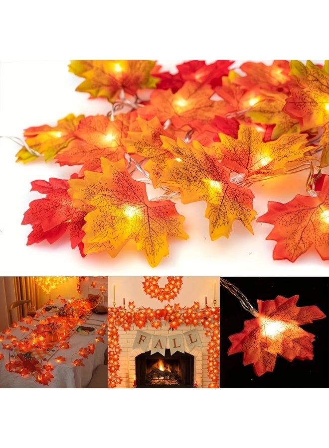 Goolsky 1pc 3M Maple Leaf LED Lights - Warm Autumn-Inspired Decoration for Valentine's Day, and Home Décor, Battery-Operated PVC String Lights for Festive Ambiance,  Decorations - Image 2