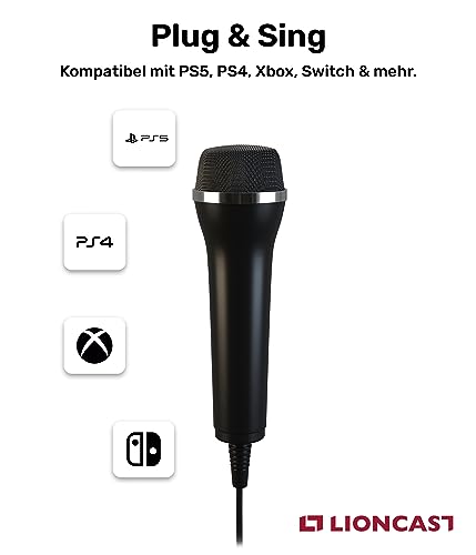 Lioncast Universal USB Microphone Compatible with Computer and Karaoke Gaming (SingStar, Voice of Germany, Lets Sing, We Sing) Compatible with Wii, PlayStation (PS5, PS4), Xbox One & PC Games, 3m - Image 5