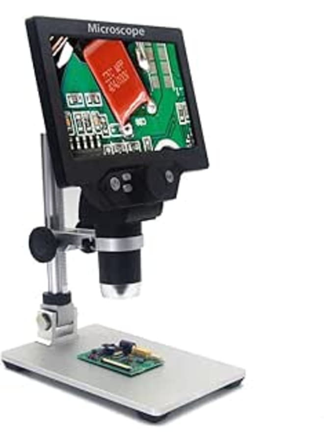 مجهر رقمي Andoer Eacam G1200 مقاس 7 بوصات، شاشة ملونة كبيرة، قاعدة كبيرة، شاشة LCD، 12 ميجابكسل، مكبر تضخيم مستمر 1-1200X مع حامل من سبائك الألومنيوم