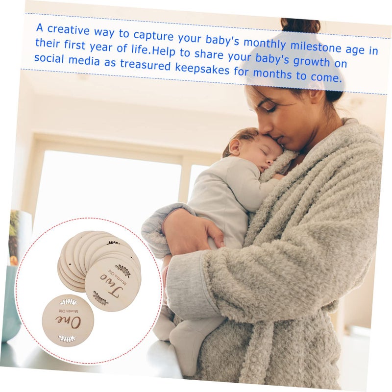 12Pcs Wooden Growth Milestone Cards For Newborn Baby Monthly Photos Parents First Year Commemorative Celebration Props And Milestone Tracking - Image 5