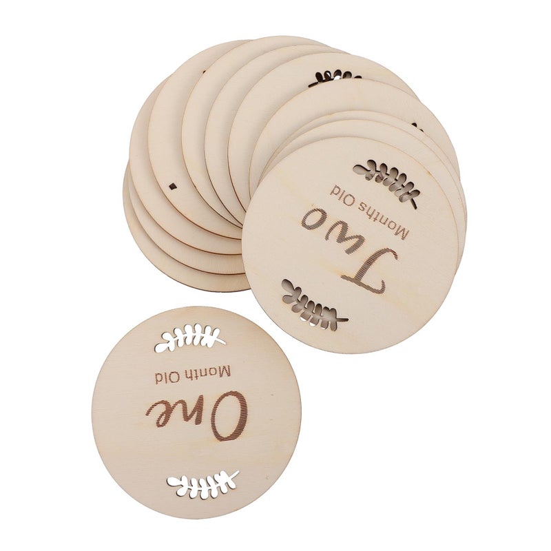 12Pcs Wooden Growth Milestone Cards For Newborn Baby Monthly Photos Parents First Year Commemorative Celebration Props And Milestone Tracking - Image 2