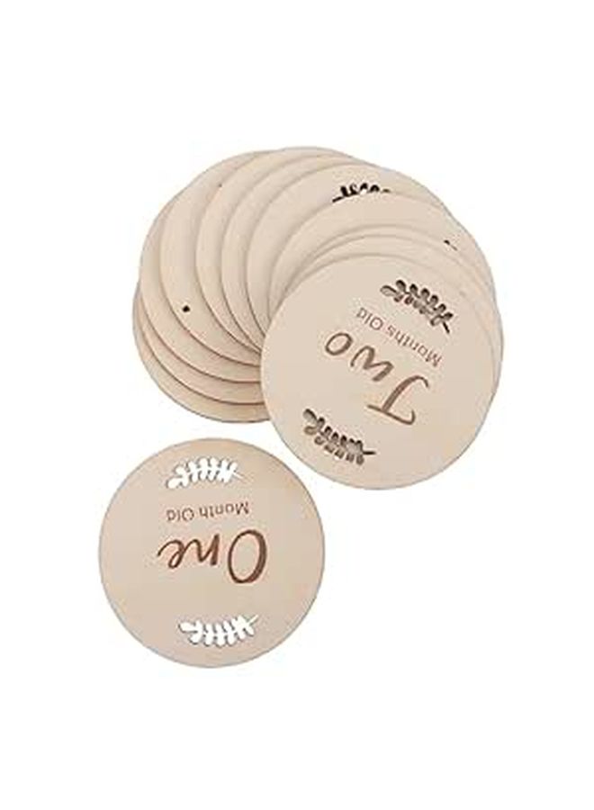 12Pcs Wooden Growth Milestone Cards For Newborn Baby Monthly Photos Parents First Year Commemorative Celebration Props And Milestone Tracking - Image 1