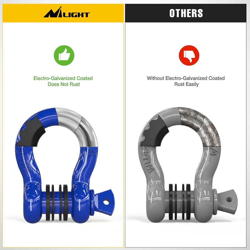 Nilight 2 Pack 3/4" D-Ring Shackle with 7/8" Screw Pin 41,887lbs Break Strength, Heavy Duty Off Road Recovery Shackle with Isolators Washers for Use with Tow Strap, Off-Road Jeep Truck Vehicle,Blue - Image 5