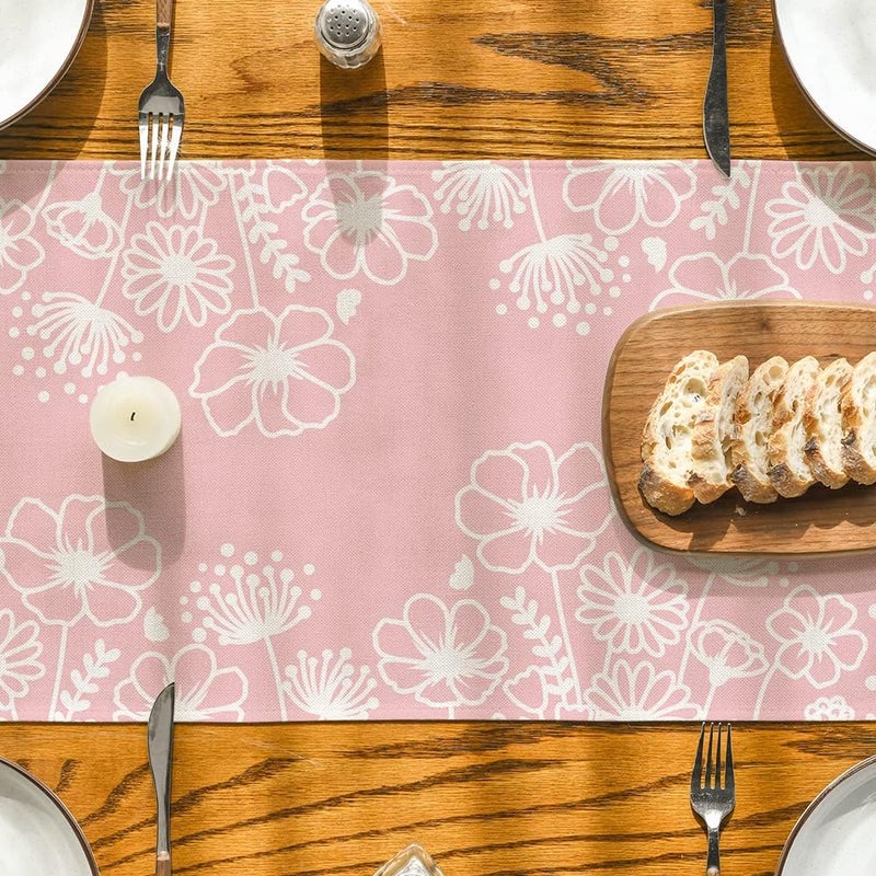 Pink Bloom Flowers Butterfly Spring Table Runner - 13x72 Inch - Image 3