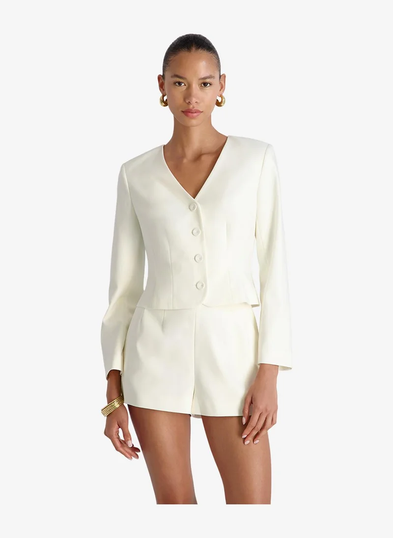 Women's Porcelain Cream Halsey Twill Tailord Crpd Jacket