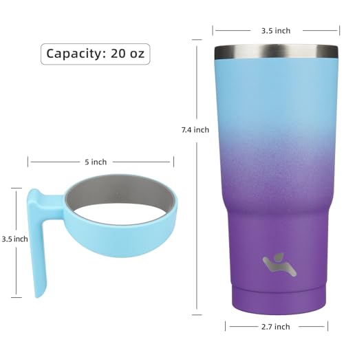 Konokyo 20 oz Tumbler with Handle and 2 Straw 2 Lid, Insulated Water Bottle Stainless Steel Vacuum Cup Reusable Travel Mug,Ocean Dream - Image 4