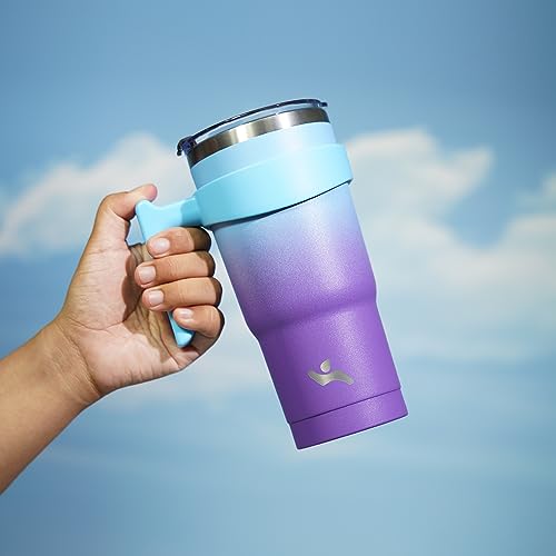 Konokyo 20 oz Tumbler with Handle and 2 Straw 2 Lid, Insulated Water Bottle Stainless Steel Vacuum Cup Reusable Travel Mug,Ocean Dream - Image 5