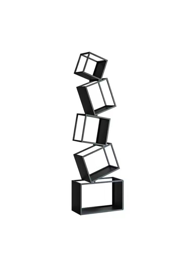 Y&D Bookshelf, 5-Tier Geometric Black Bookcase, 72.8" Tall Modern Corner Bookshelf, Storage Shelves for CDs/Books/Home Decor, Display Shelf for Living Room, Bedroom, Study Room, Nursery Room, Home Office - Image 4