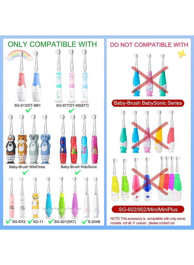TEETECK 5 Pack Kids Toothbrush Replacement Heads Compatible with SEAGO- 513/977/EK6,Compatible with Brush-Baby WildOnes/KIDZSONIC（Not BabySonic Series）,Compatible with Dada-Tech-BB1/977/K6 - Image 2