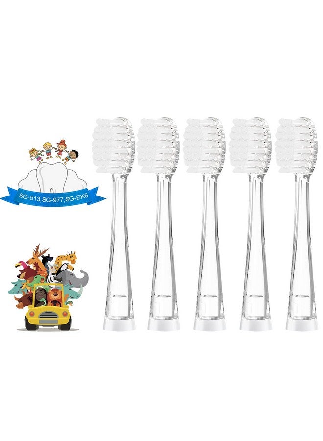 TEETECK 5 Pack Kids Toothbrush Replacement Heads Compatible with SEAGO- 513/977/EK6,Compatible with Brush-Baby WildOnes/KIDZSONIC（Not BabySonic Series）,Compatible with Dada-Tech-BB1/977/K6 - Image 1
