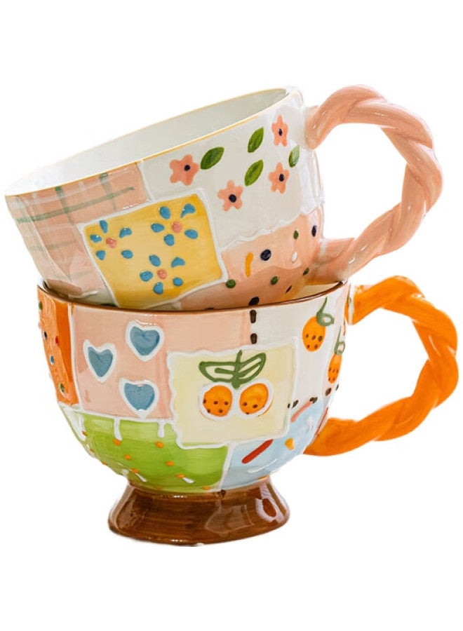 JD.com Jd Jingzao Mark Cup Coffee Water Cup Ceramic Office Breakfast Cup Gift Twisted Handle Orange 460Ml - Image 1