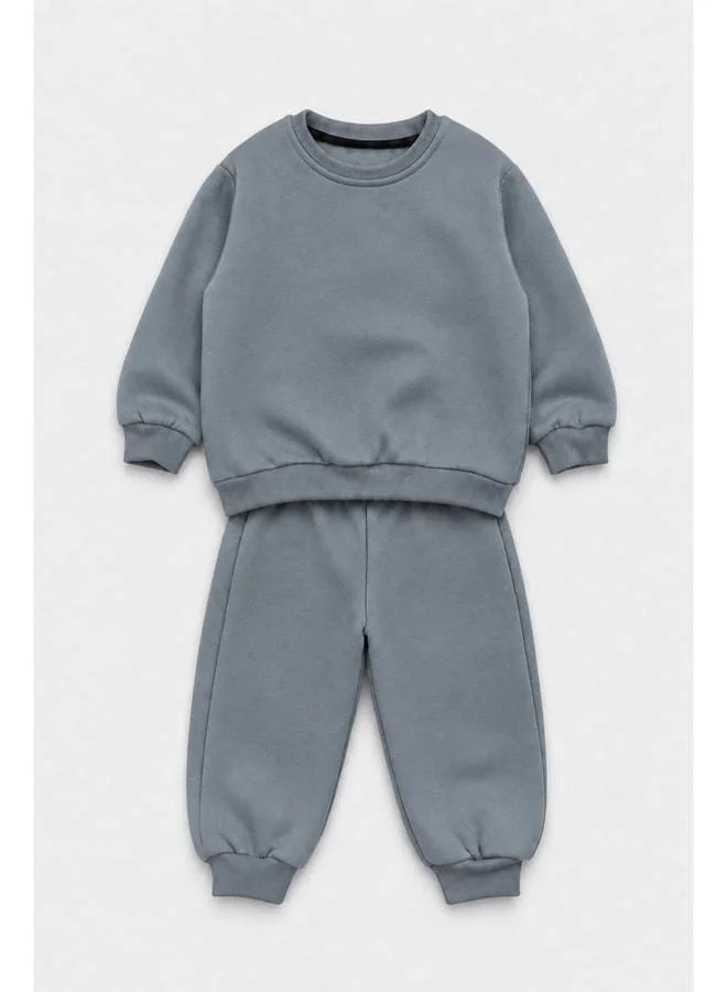 Perendi Unisex Kids Bike-Neck Winter Top and Bottom Set