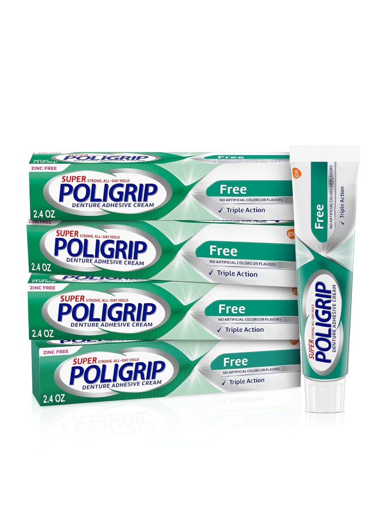 Poligrip Super Poligrip Zinc Free Denture and Partials Adhesive Cream, 2.4 ounce (Pack of 1) 