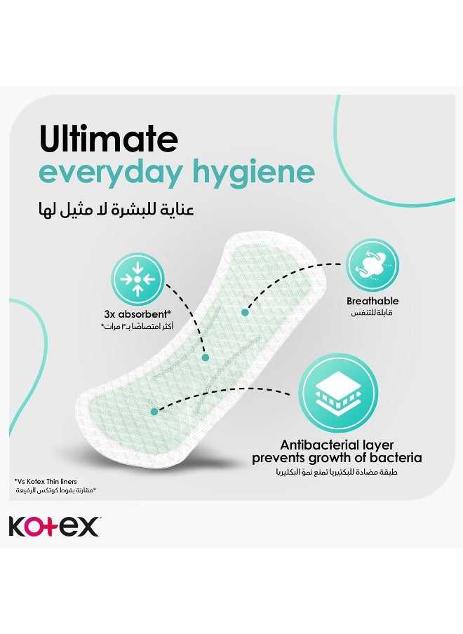 Kotex - Kotex Antibacterial Panty Liners, 99% Protection from Bacteria Growth, Long Size, 20 Daily Panty Liners - Image 1