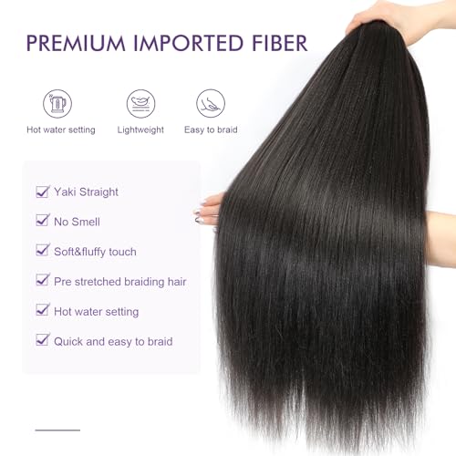 ROSDINA Pre-stretched Braiding Hair - 30 Inch 8 Packs Light Brown Super Long Braiding Hair For Twist or Box Braids, Yaki Texture Hot Water Setting Synthetic Braiding Hair Extensions (30 Inch, #4-8P) - Image 3