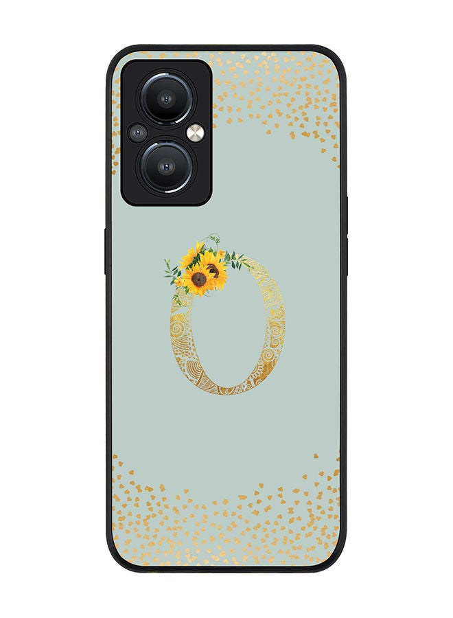 Stylizedd Rugged Black edge case for OnePlus Nord N20 5G Slim fit Soft Case Flexible Rubber Edges Anti Drop TPU Gel Thin Cover - Custom Monogram Initial Letter Floral Pattern Alphabet - O (Light Grey ) - Image 1