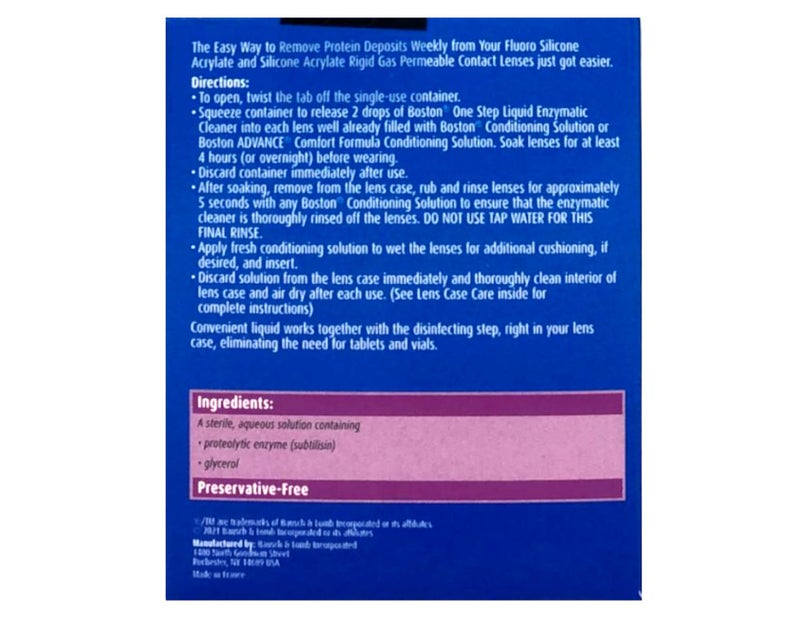 Boston Boston One Step Liquid Enzymatic Cleaner – Protein Remover for Rigid Gas Permeable Contact Lenses, 15-Week Supply  - Image 2