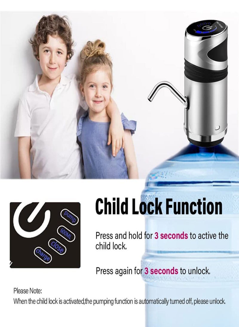 SYOSI Water Dispenser, 5 Gallon Water Dispenser, Smart Drinking Water Jug Pump Electric Touch Screen Automatic Water Pump Dispenser Switch with Child Lock for Camping Kitchen Office Kitchen, Workshop - Image 5
