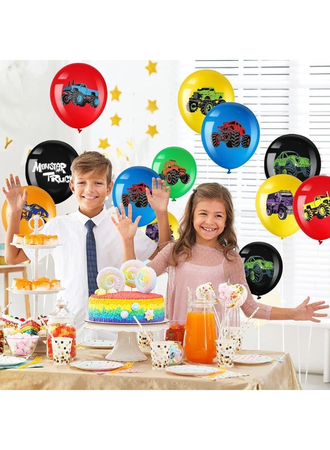 Aoriher 36 Pcs Truck Balloons Party Decorations 12 Inch Colorful Truck Theme Latex Balloon Bouquet for Kids Girls Boys Baby Shower Wedding Birthday Party Supplies (Classic) - Image 1