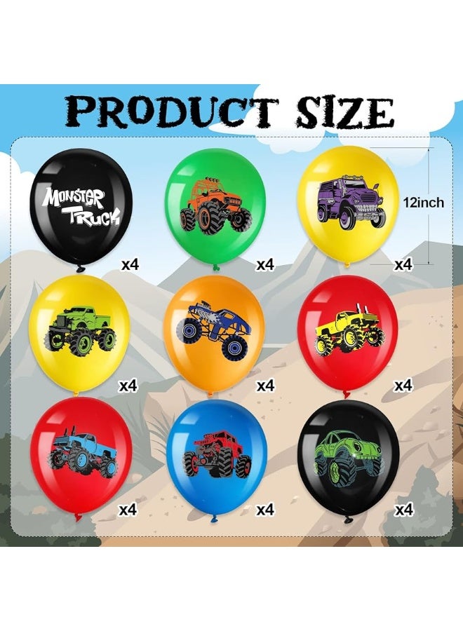 Aoriher 36 Pcs Truck Balloons Party Decorations 12 Inch Colorful Truck Theme Latex Balloon Bouquet for Kids Girls Boys Baby Shower Wedding Birthday Party Supplies (Classic) - Image 3