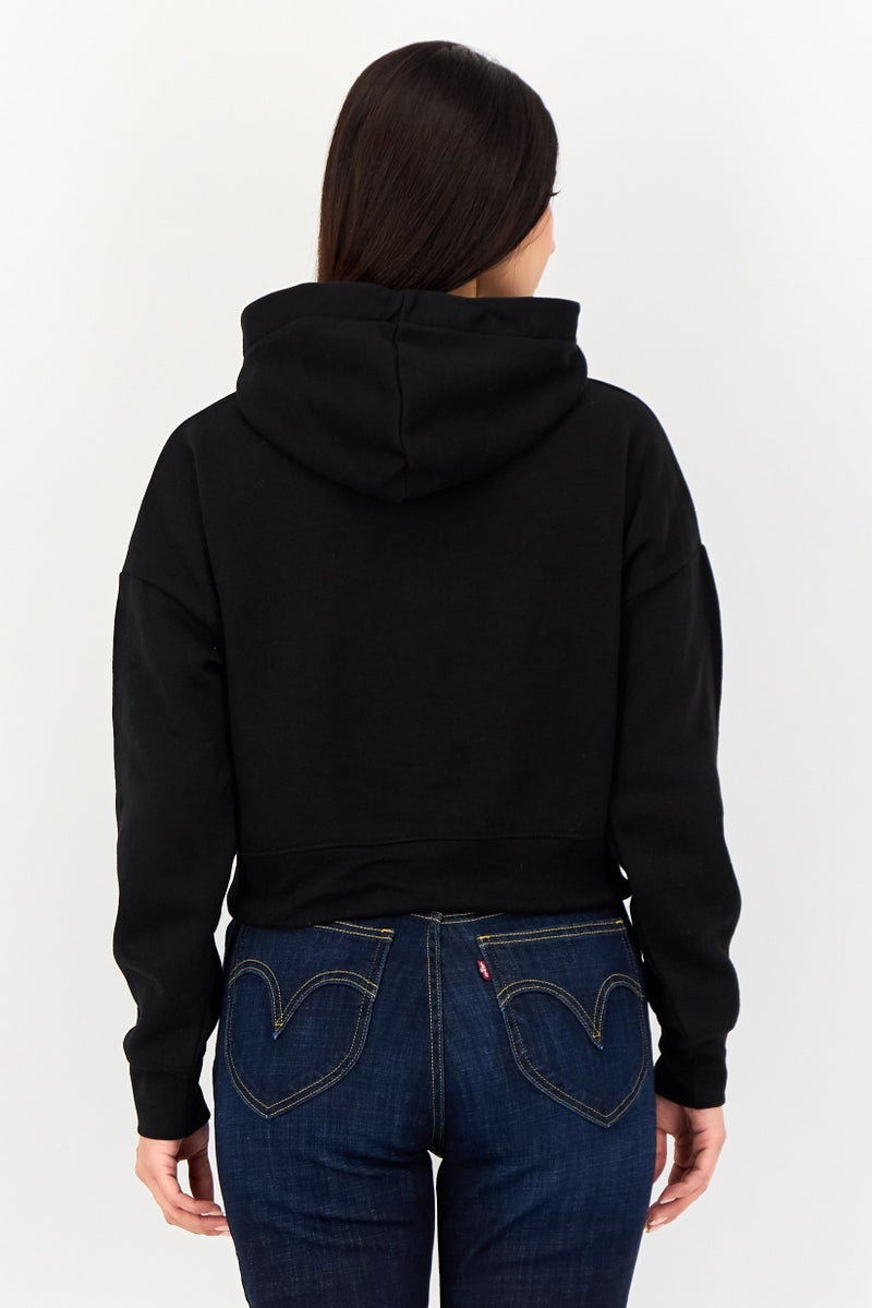 CROSSHATCH Women Solid Long Sleeve Hoodie, Black - Image 2