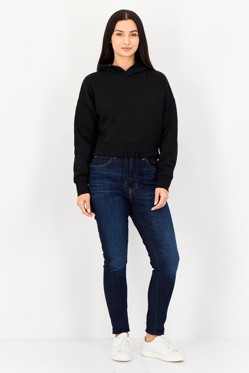 CROSSHATCH Women Solid Long Sleeve Hoodie, Black - Image 3