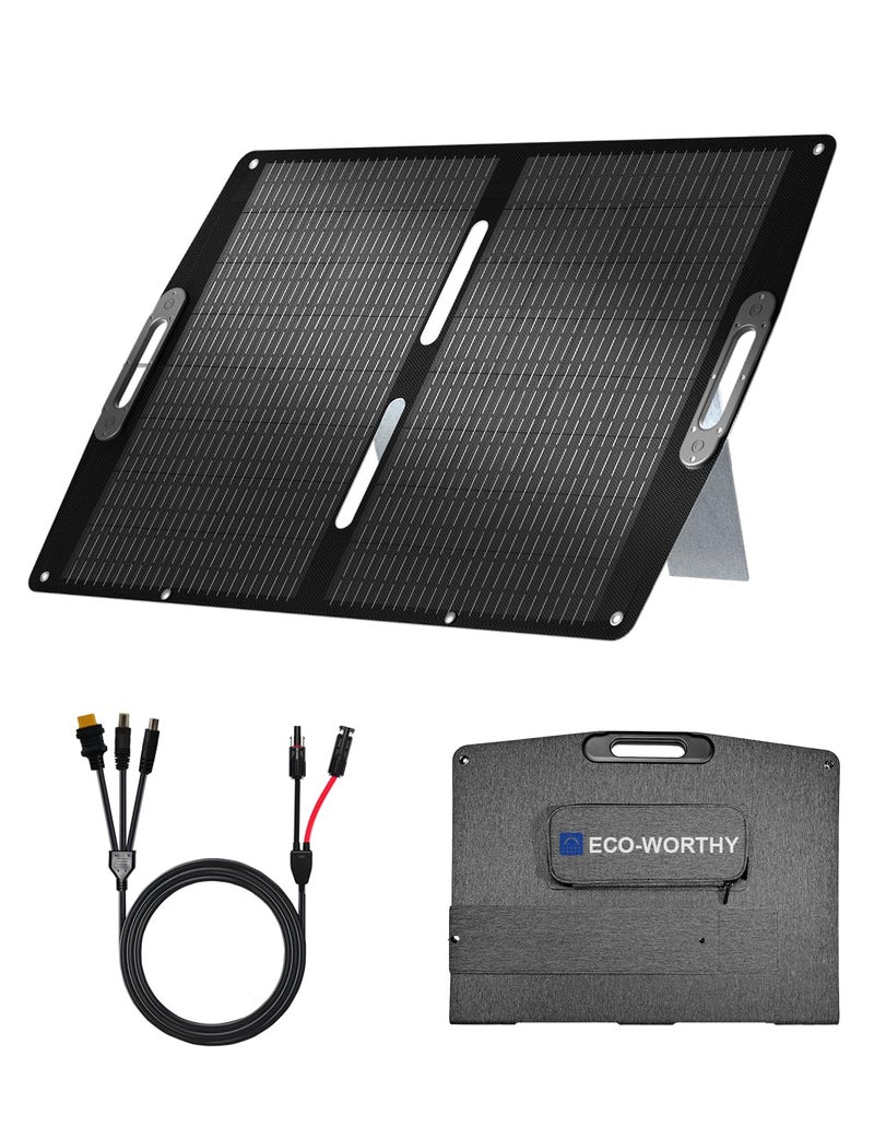 ECO-WORTHY 100W Portable Solar Panel for Power Stations,IP65 Waterproof & Lightweight with Adjustable Kickstand,23% High Efficiency Foldable Solar Panel for Outdoor RV Camping Off Grid Emergency - Image 1