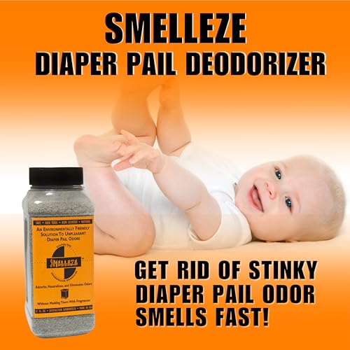 SMELLEZE Diaper Pail Deodorizer, Odor Eliminator for Diaper Pail, Baby Poop Deodorizer & Human Urine Odor Eliminator, Deodorizes Infant & Adult Diaper Pails - 2 lb. Granules - Image 2