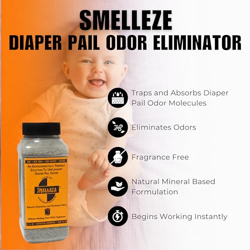 SMELLEZE Diaper Pail Deodorizer, Odor Eliminator for Diaper Pail, Baby Poop Deodorizer & Human Urine Odor Eliminator, Deodorizes Infant & Adult Diaper Pails - 2 lb. Granules - Image 3