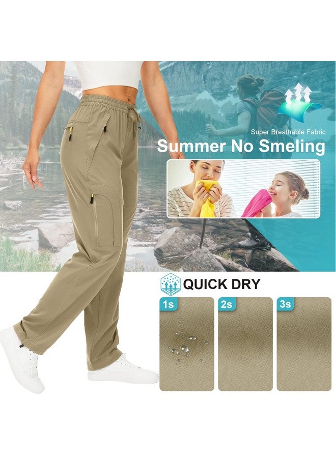 Toomett Women's Hiking Pants Quick Dry UPF 50 Travel Golf safari running lightweight Camping Work Cargo Pants Zipper Pockets,6608,Khaki,L  - Image 3