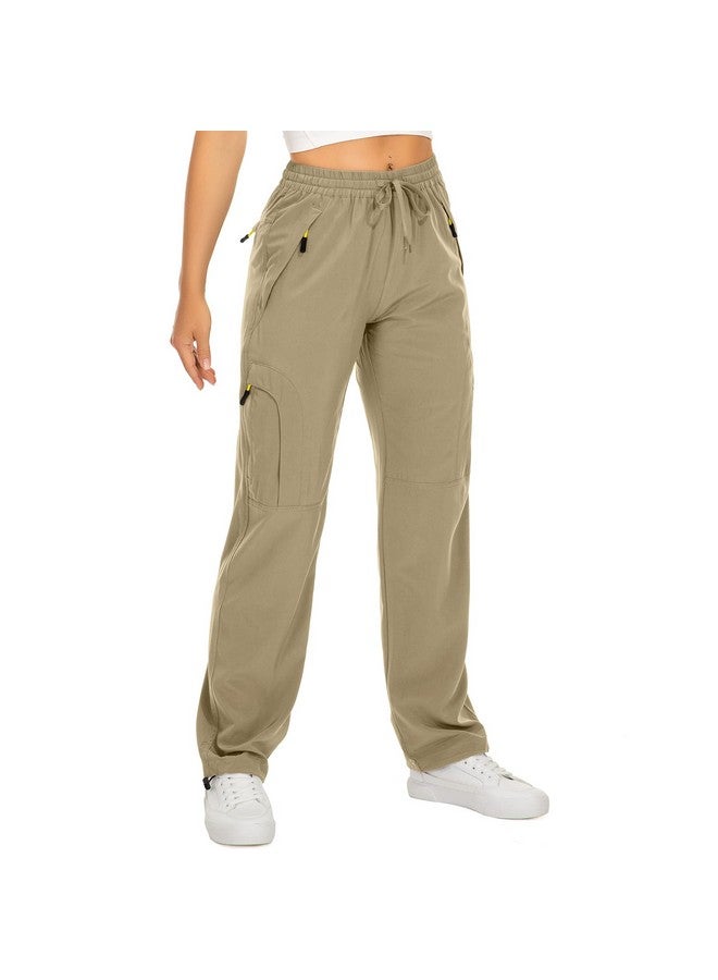 Toomett Women's Hiking Pants Quick Dry UPF 50 Travel Golf safari running lightweight Camping Work Cargo Pants Zipper Pockets,6608,Khaki,L  - Image 1